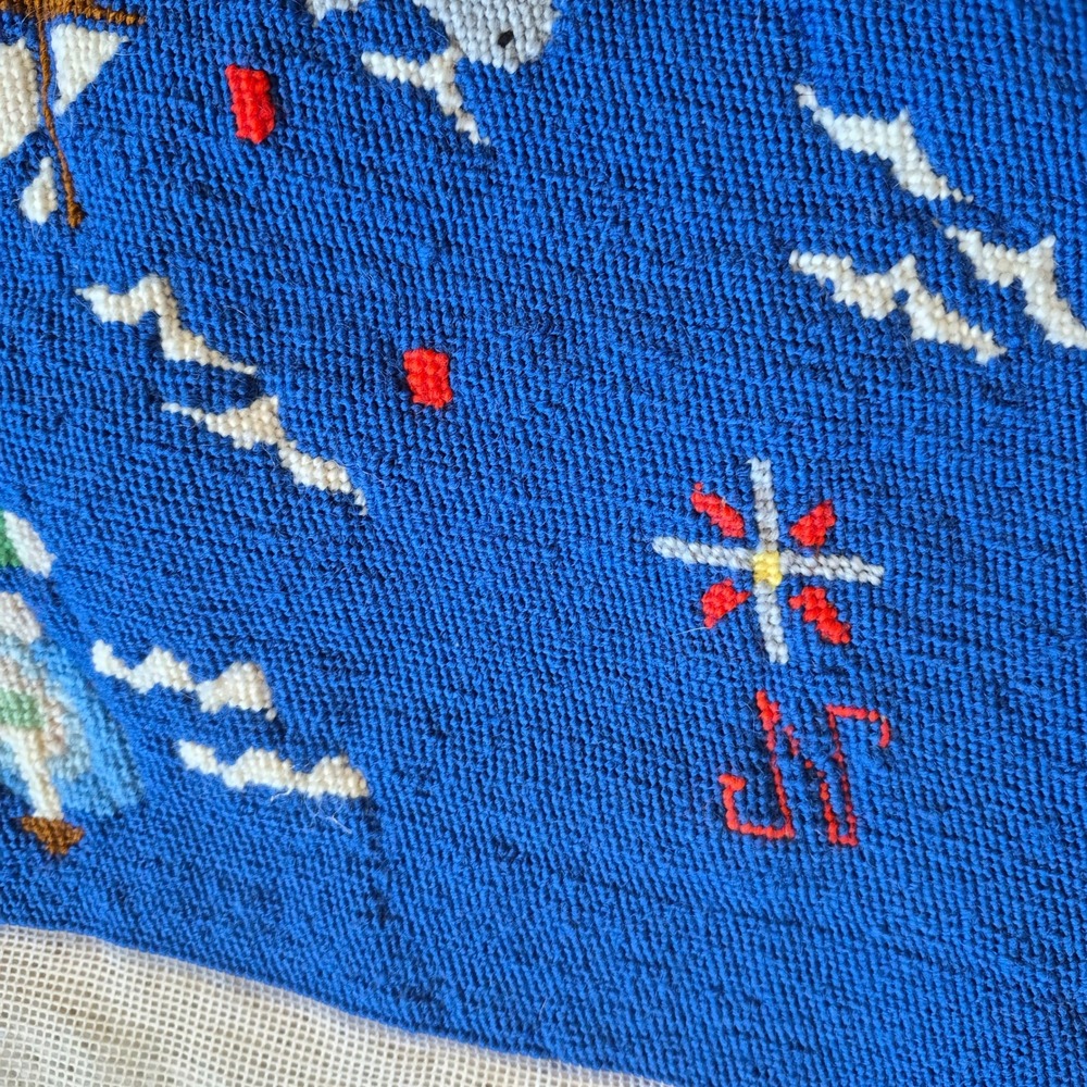 Erica Wilson Marthas Vineyard Map Finished Needlepoint Canvas Coastal Art - Picture 2 of 12